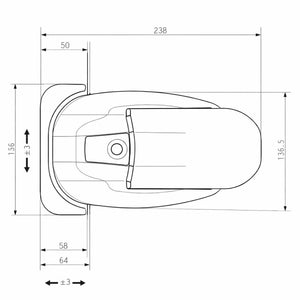 Technical drawing of a fermod 551 handle with dimensions