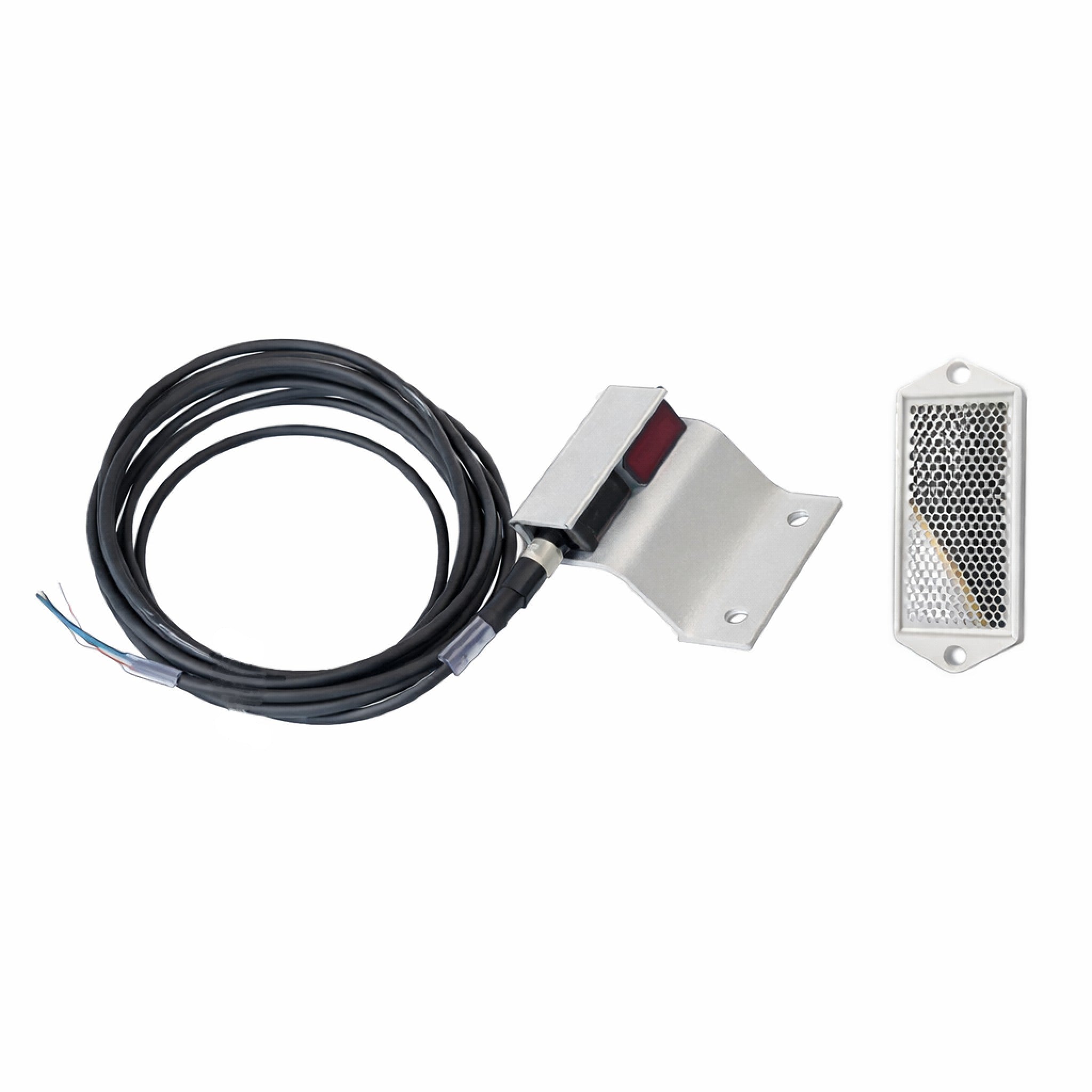 Fermod sliding door sensor kit including a sensor with metal casing and a black wire, mounted on a white background.