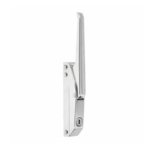 Chrome door handle on a white background