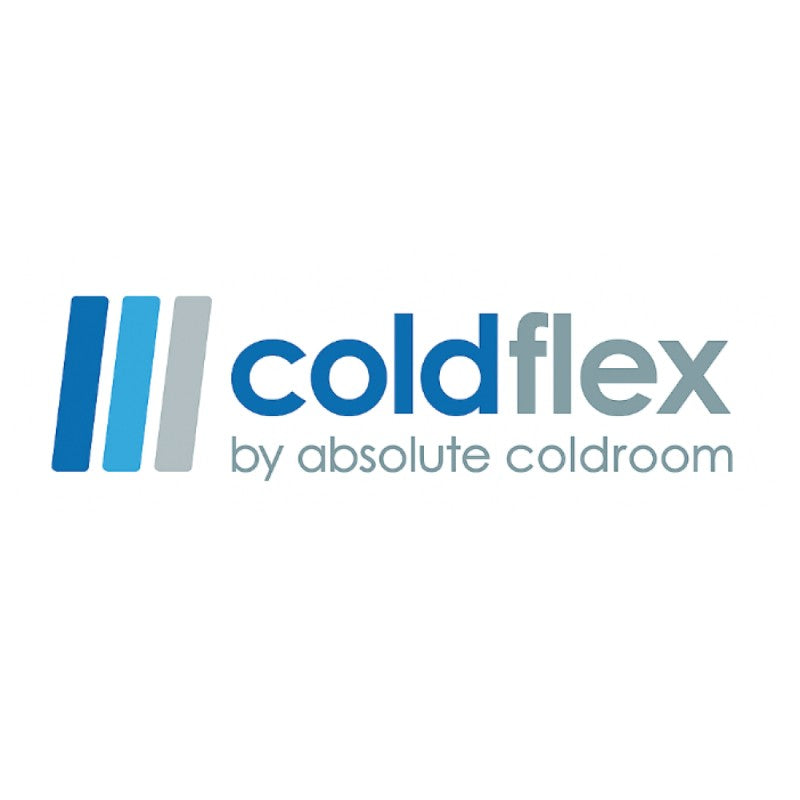 Coldflex by absolute coldroom logo in blue and grey