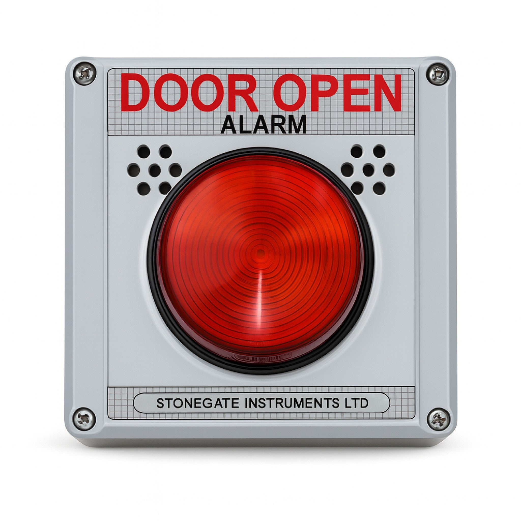 Coldroom door open alarm in grey housing with red beacon