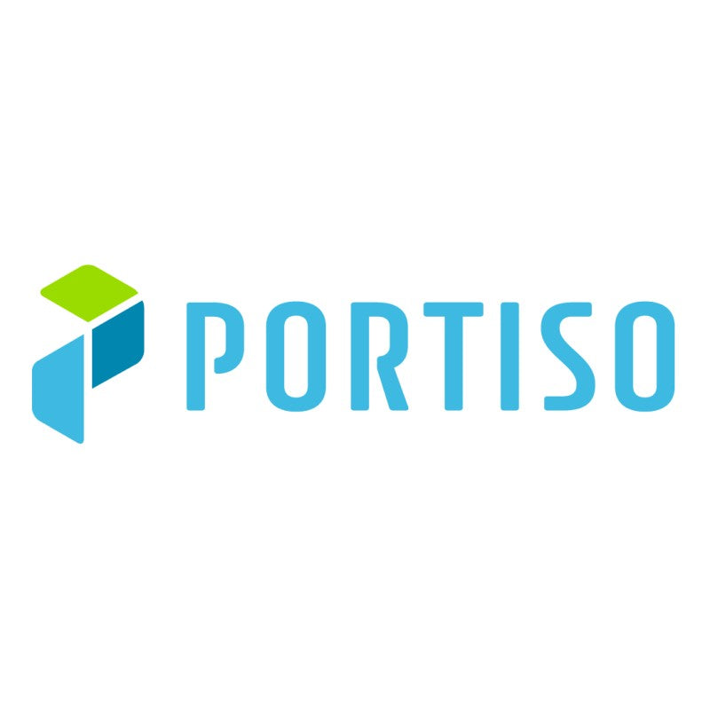 Portiso Logo in light blue text