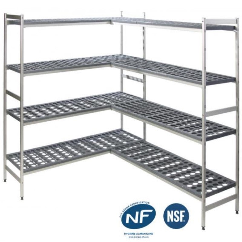 Aluminium Coldroom Shelving with grey polymer inserts
