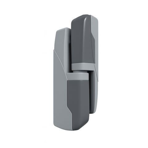 Gray door hinge on a white background