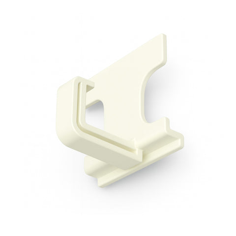 White plastic bracket on a white background