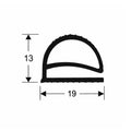 Black rubber strip with measurements on a white background