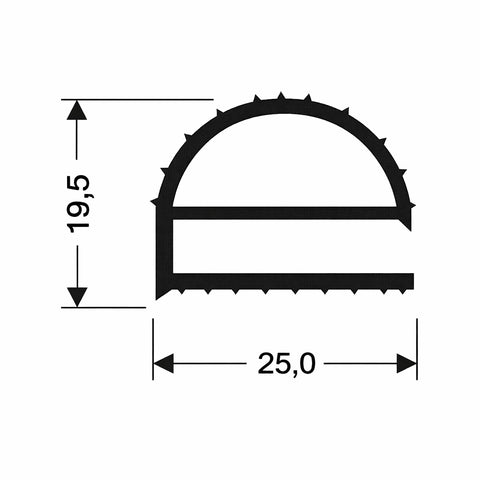 Drawing of compression gast profile on white background
