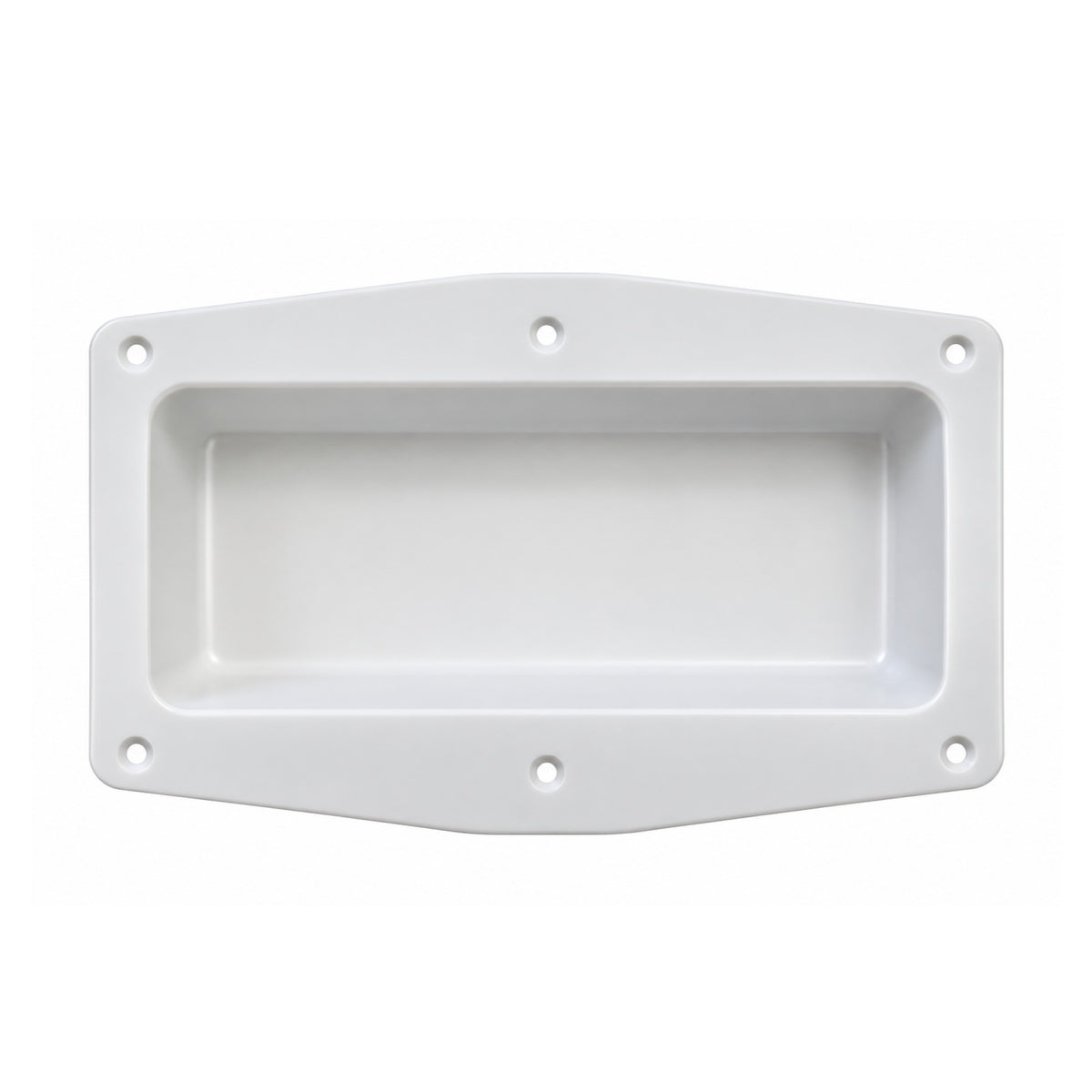 Fermod white plastic recessed tray to suit 7530 sliding door handle on white background