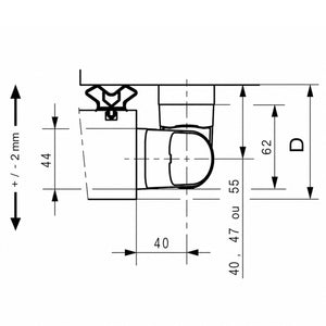 Fermod 1573 Cold Room Hinge - Rising - Absolute Coldroom technical drawing plan view