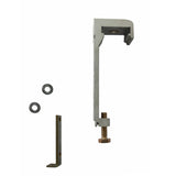Mechanical components including a bracket, washer, and bolt on a white background