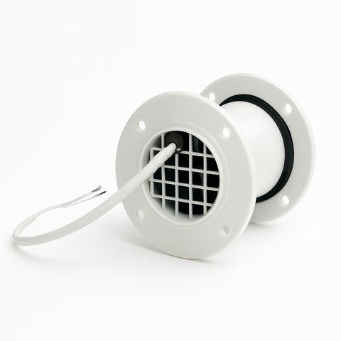 Fermod 2220 Pressure Relief Valve in white PVC and electrical cable - Absolute Coldroom