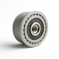 Metallic pulley wheel on a white background