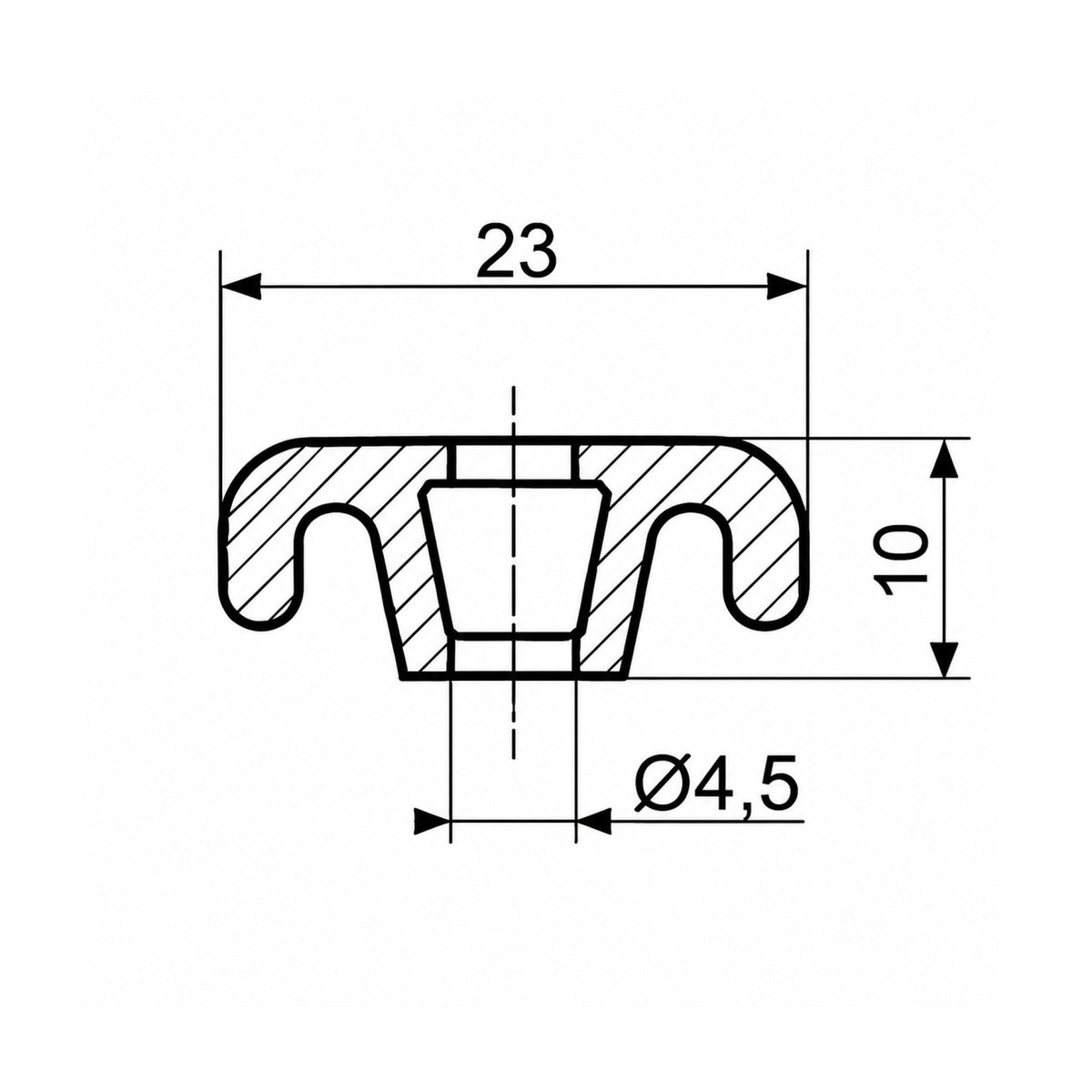 Technical drawing of Fermod 3312 retaining strip in profile