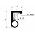 Fermod 3350 sweeper gasket - black line drawng with dimensions