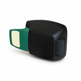 A black Fermod 431 internal handle with a green accent, designed for use with hinged doors.