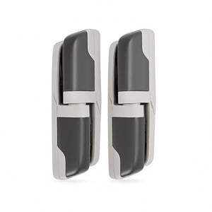 A pair of Fermod 471HP Rising Cold Room Door Hinge in light and dark grey composite 