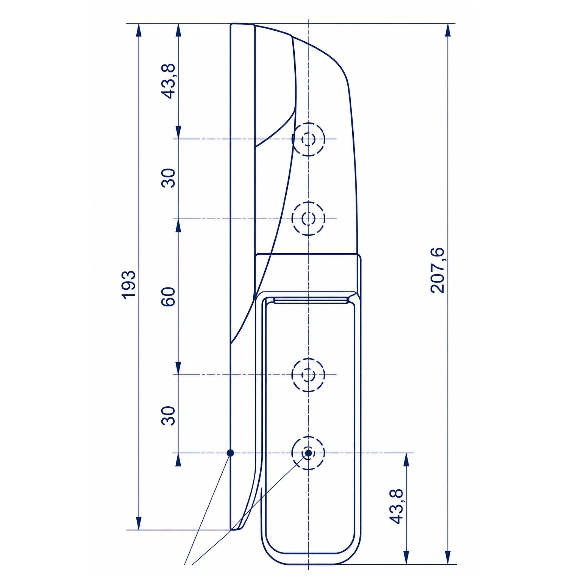 technical drawing of a fermod 470 hinge