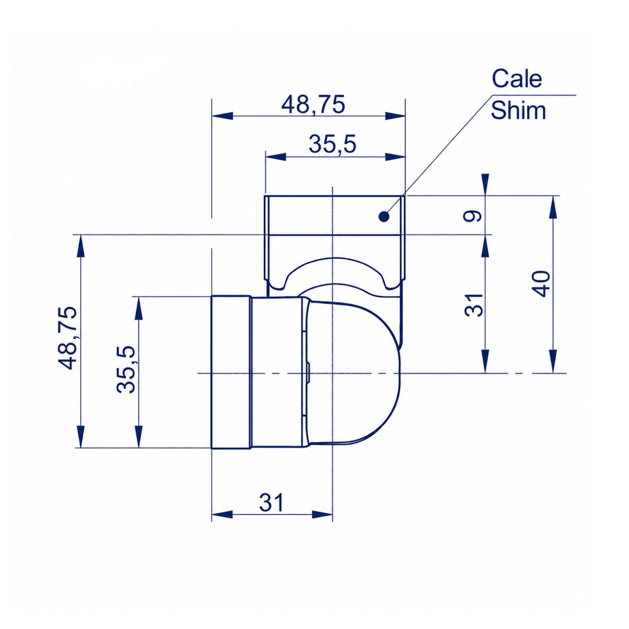 technical drawing of a fermod 470 hinge
