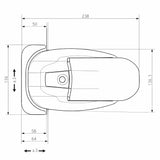 Technical drawing of a fermod 551 handle with dimensions