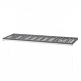 Gray metal grid shelf on a white background