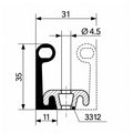 technical drawing of fermod 8511 sliding door gasket including 3312 retaining strip in profile