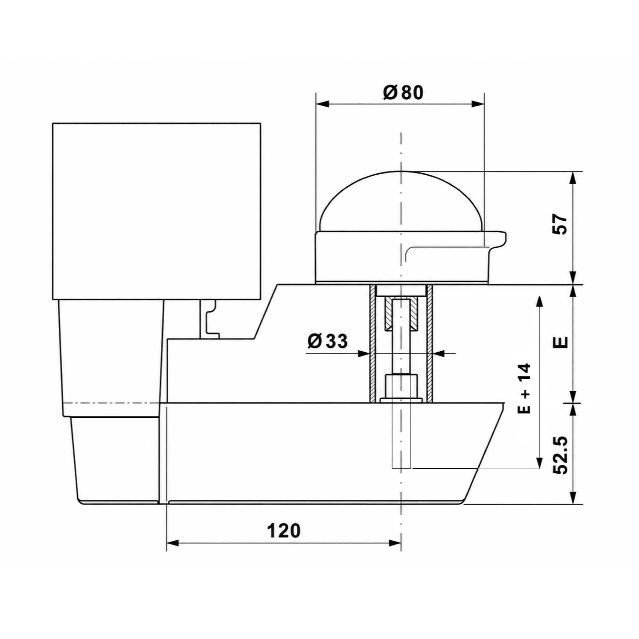 Technical drawing of a fermod 921/521 internal door release handle with dimensions