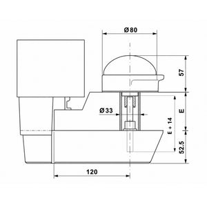 Technical drawing of a fermod 921/521 internal door release handle with dimensions