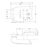 Technical drawing of a mechanical component with dimensions