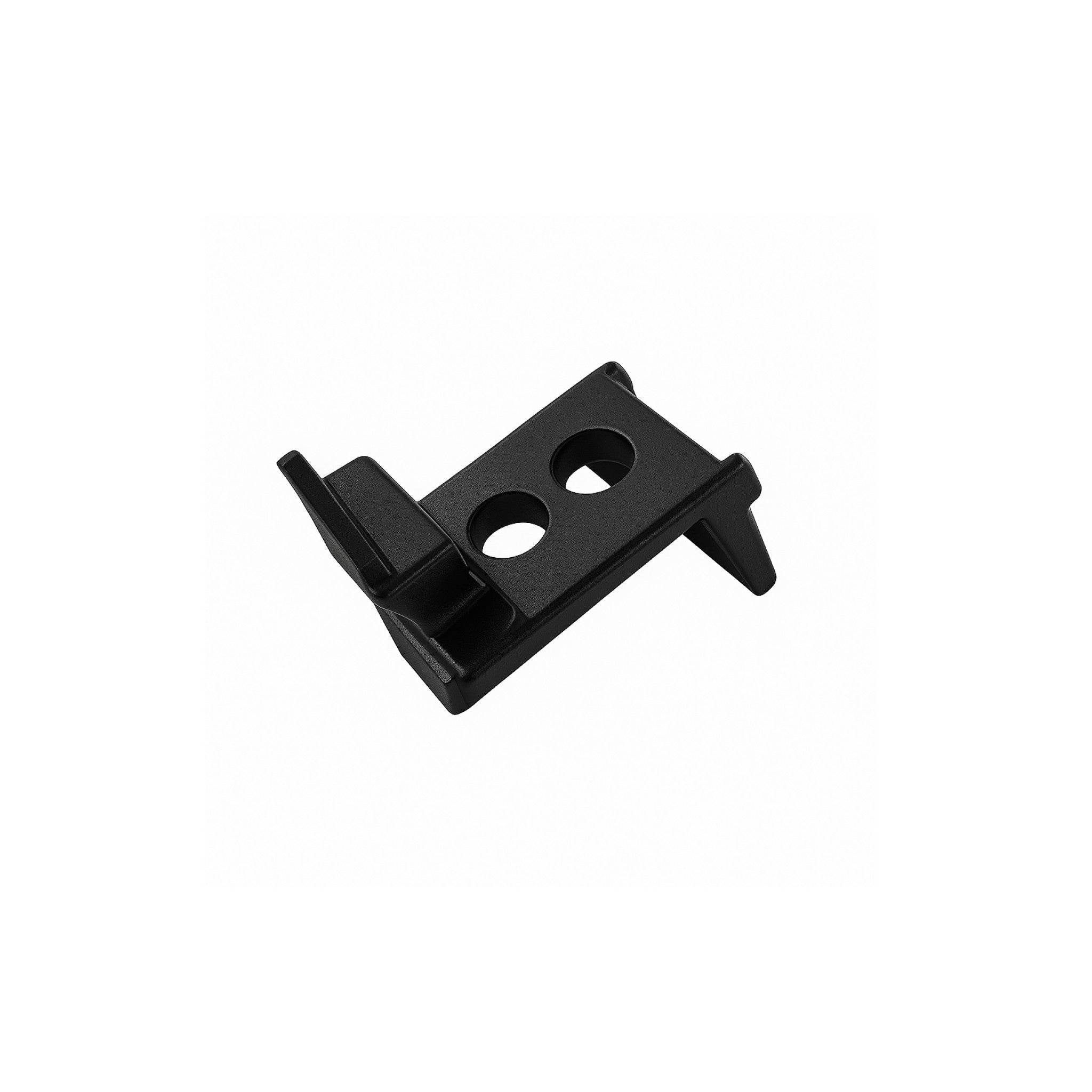 Black metal bracket on a white background