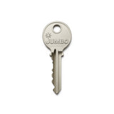 Metal key with 'Jumbo' branding on a white background