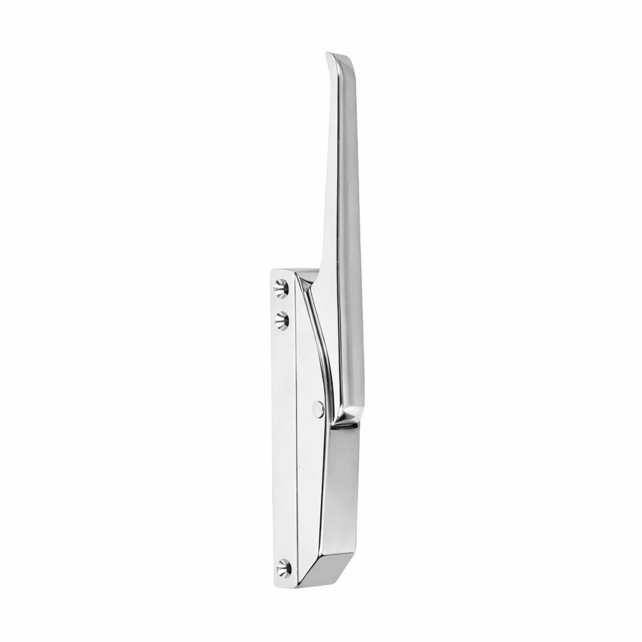 Chrome door handle on a white background