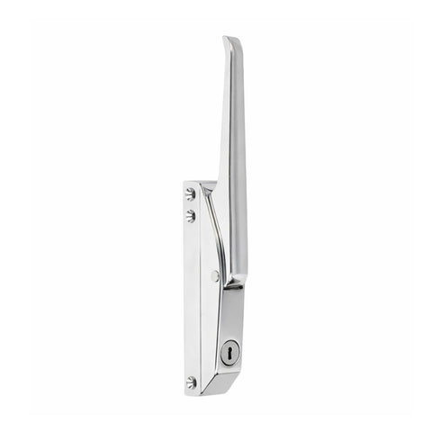 Chrome door handle on a white background