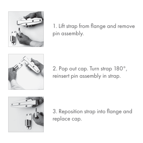 Diagram showing how to reverse Kason 1245 hinge