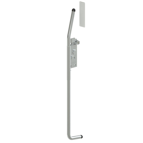 Metal grab bar with bracket on a white background