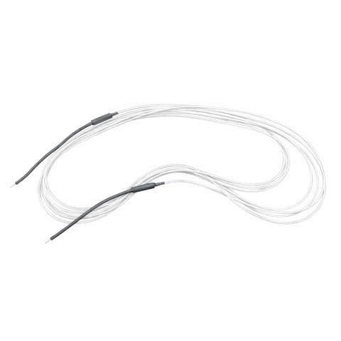 White cable with black connectors on a white background