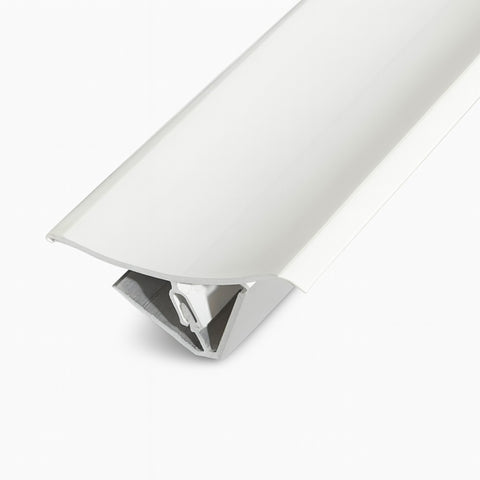 White PVC cove and aluminium backing angle on white background