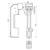 JUMBO SERIES 6000 COLDROOM HANDLE TECHNICAL DRAWING - ABSOLUTE COLDROOM